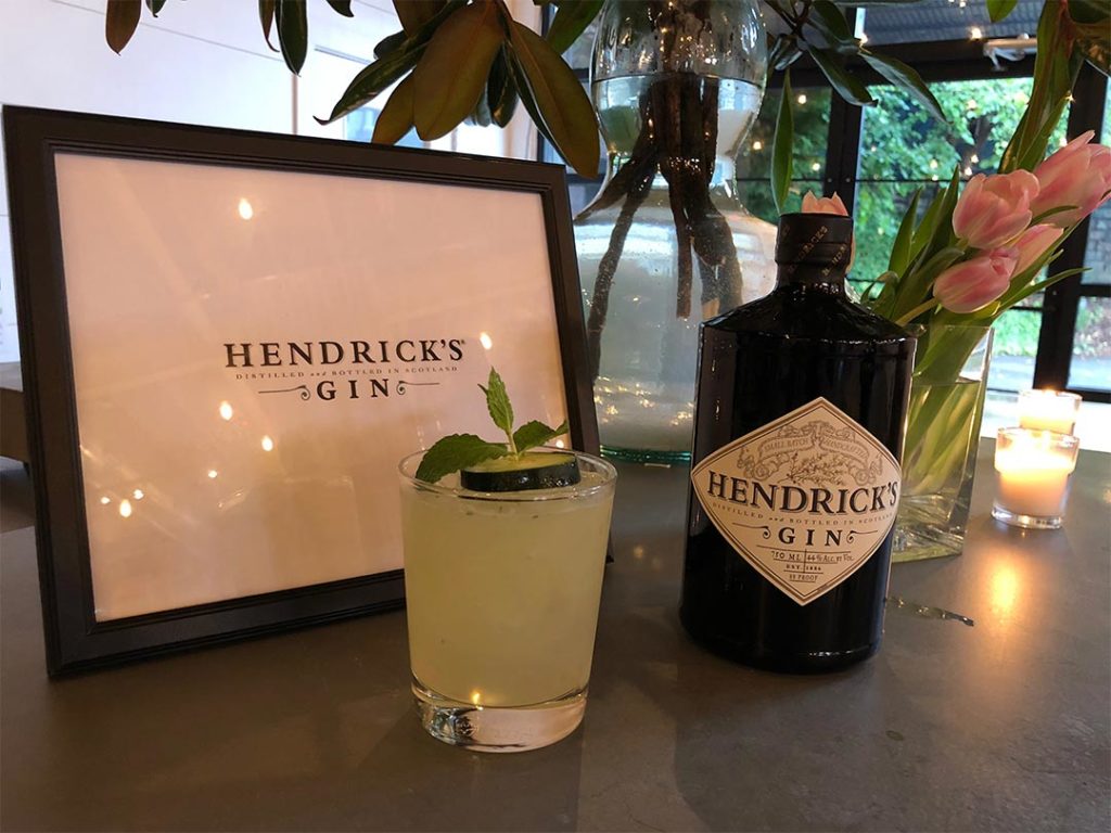 Hendrick's Gin Bottle and a drink